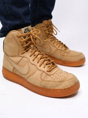 Nike Air Force 1 High WB Flax Sneakers Gum Soles 882096-200 Sz 10 High Top Shoes